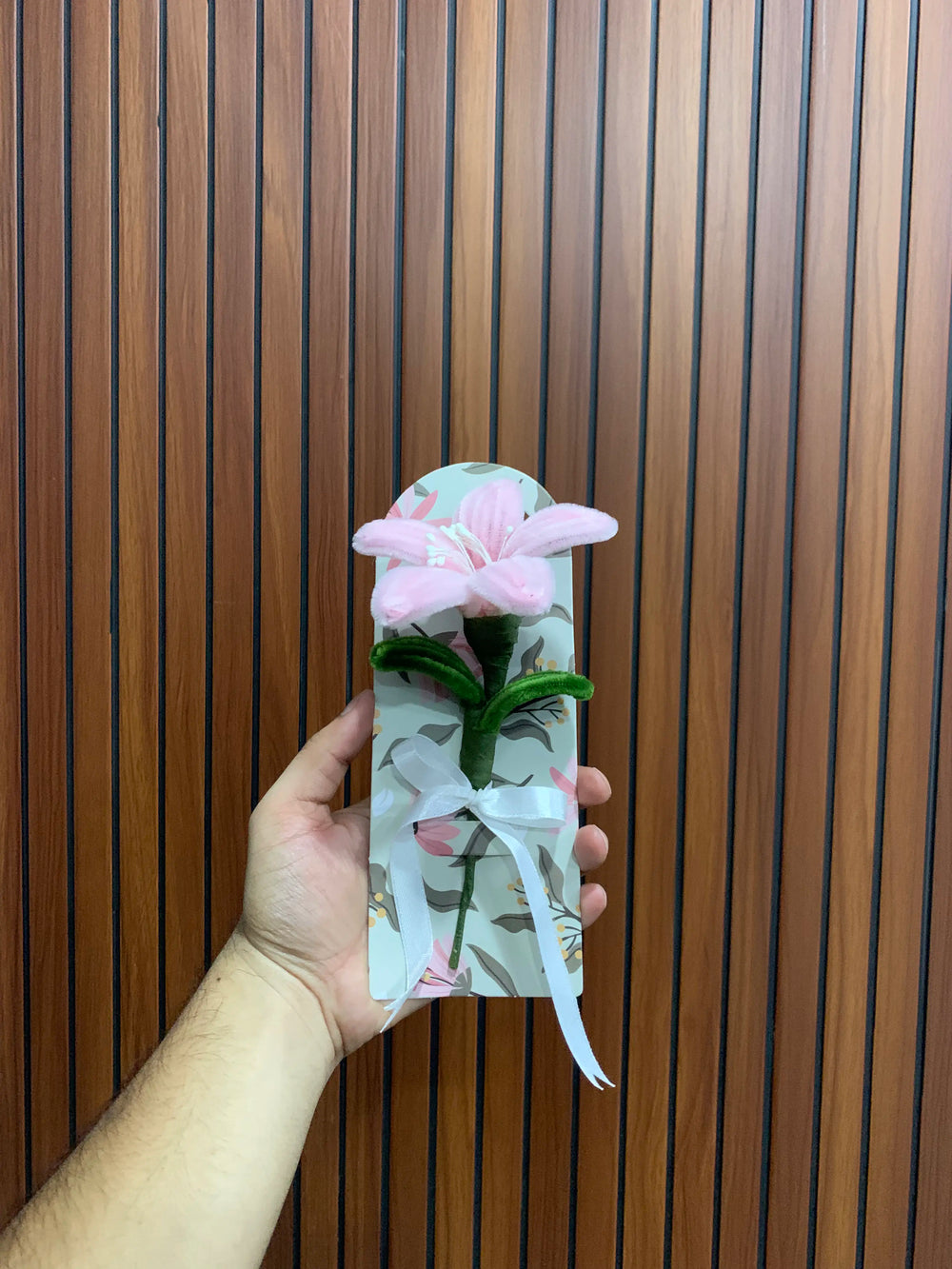 Pink Lily Handmade Flower Card🌸